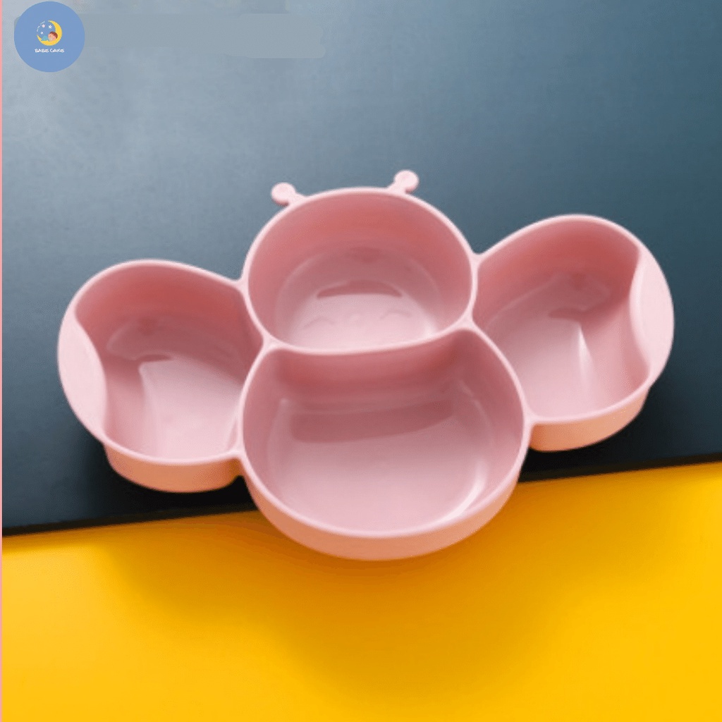 Khay ăn dặm 4 ngăn hình con ong có đế chống trượt Cho bé