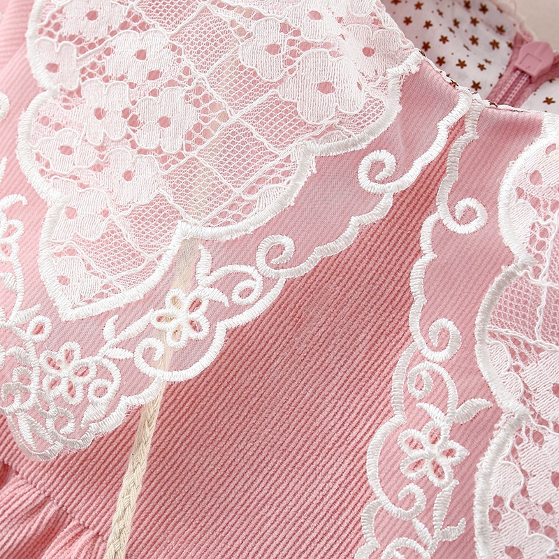 KIDBLUE Korean A Girl's Long-sleeved Lace Dress With A Bag