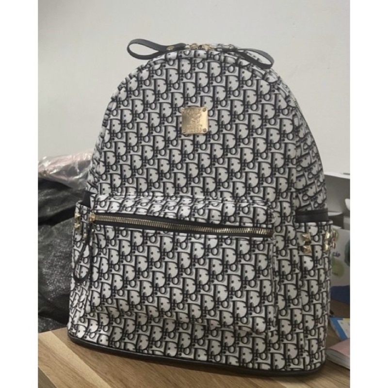 Balo đi học nam nữ hoạ tiết Thổ Cẩm chữ Dior size 40 vừa giấy A4 và Laptop
