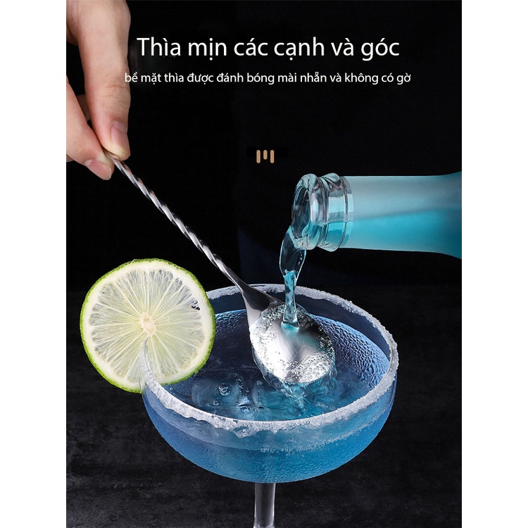 Thìa bar pha chế inox, thìa khuấy 2 đầu pha chế - LOKING