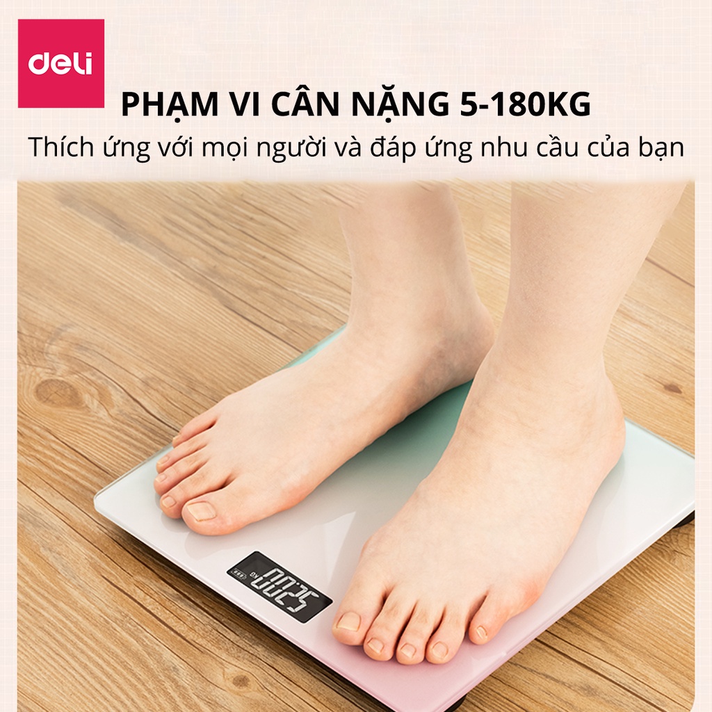 Cân điện tử sức khỏe Deli - Thiết kế mới, Màu đen sang trọng - E86120