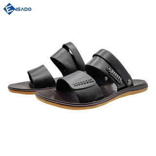 [Xả Hàng] Giày Sandal Nam Dép Quai Hậu Nam Da Bò Tấm Cao Cấp, Tiện Lợi 2 Trong 1 Vừa Lê Vừa Hậu Ensado DE0716 (Đen)