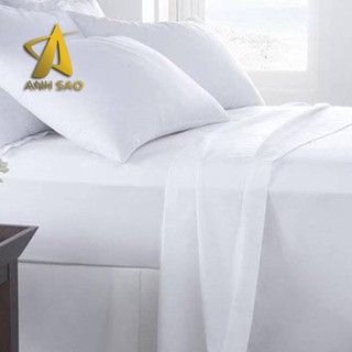 Bộ Drap giường Cotton trắng (kích thước 1m6*2m*20cm/ 1m8*2m*20cm) bộ 4 món