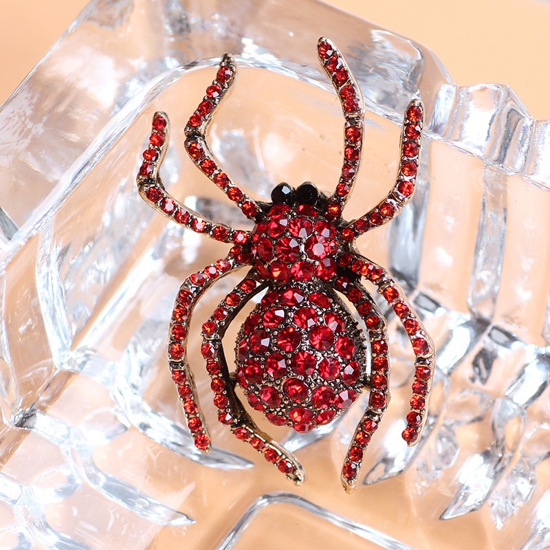 Animal Party Retro Women Rhinestone Rhinestone Rhinestone inlaid spider Brooch Badge Lapel Jewelry gift