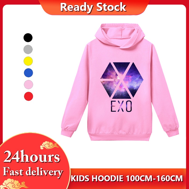 【Hàng Có Sẵn】EXO kanak-kanak Áo Hoodie In Hình Màu Hồng Làm Quà Tặng Cho Trẻ Em Harajuku