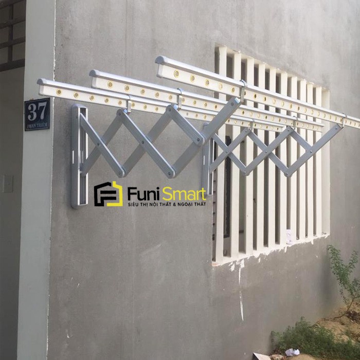Giàn phơi xếp ngang gắn tường nhôm trắng dầy