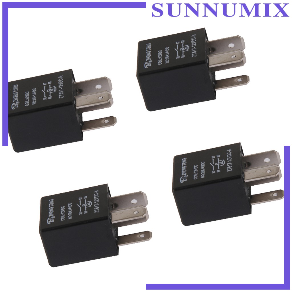 Set 4 Rơ Le 12v 4 Pin 30a Spst Chuyên Dụng Dành Cho Quạt Tản Nhiệt