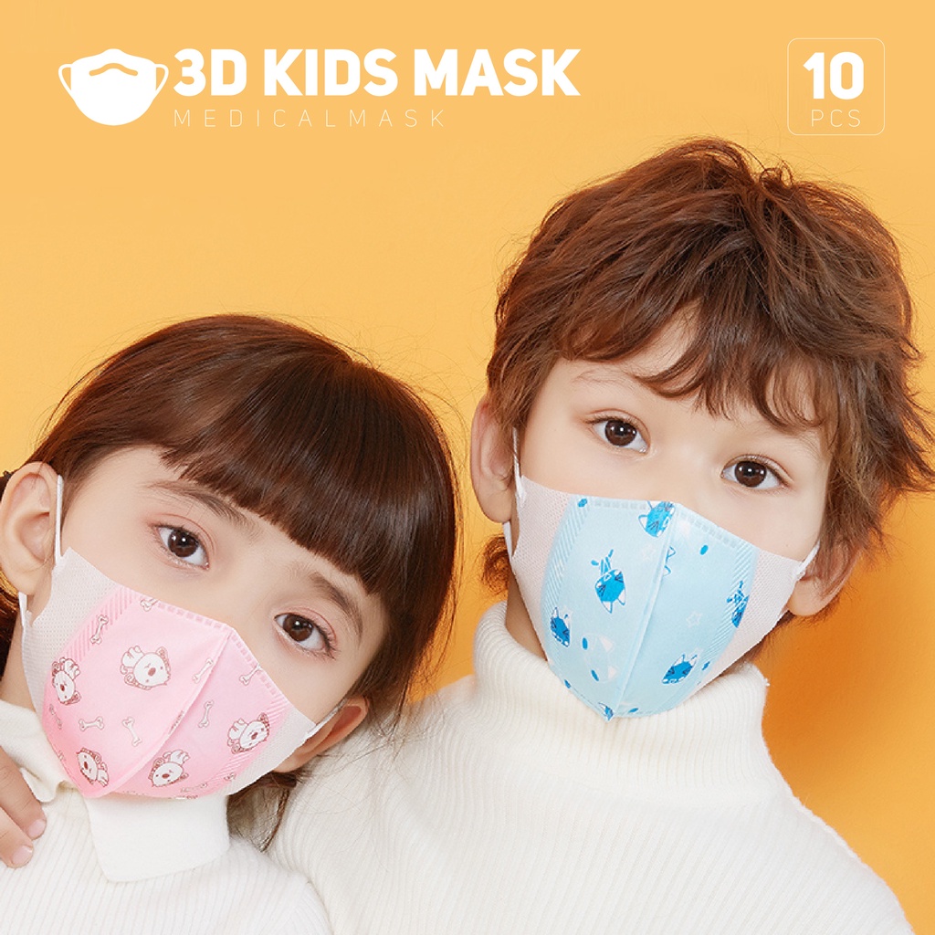 Khẩu trang trẻ em 4 lớp TAI CHUN 3DKIDS,Đóng gói từng chiếc,kháng khuẩn virus,mềm mại,thân thiện với da của trẻ em