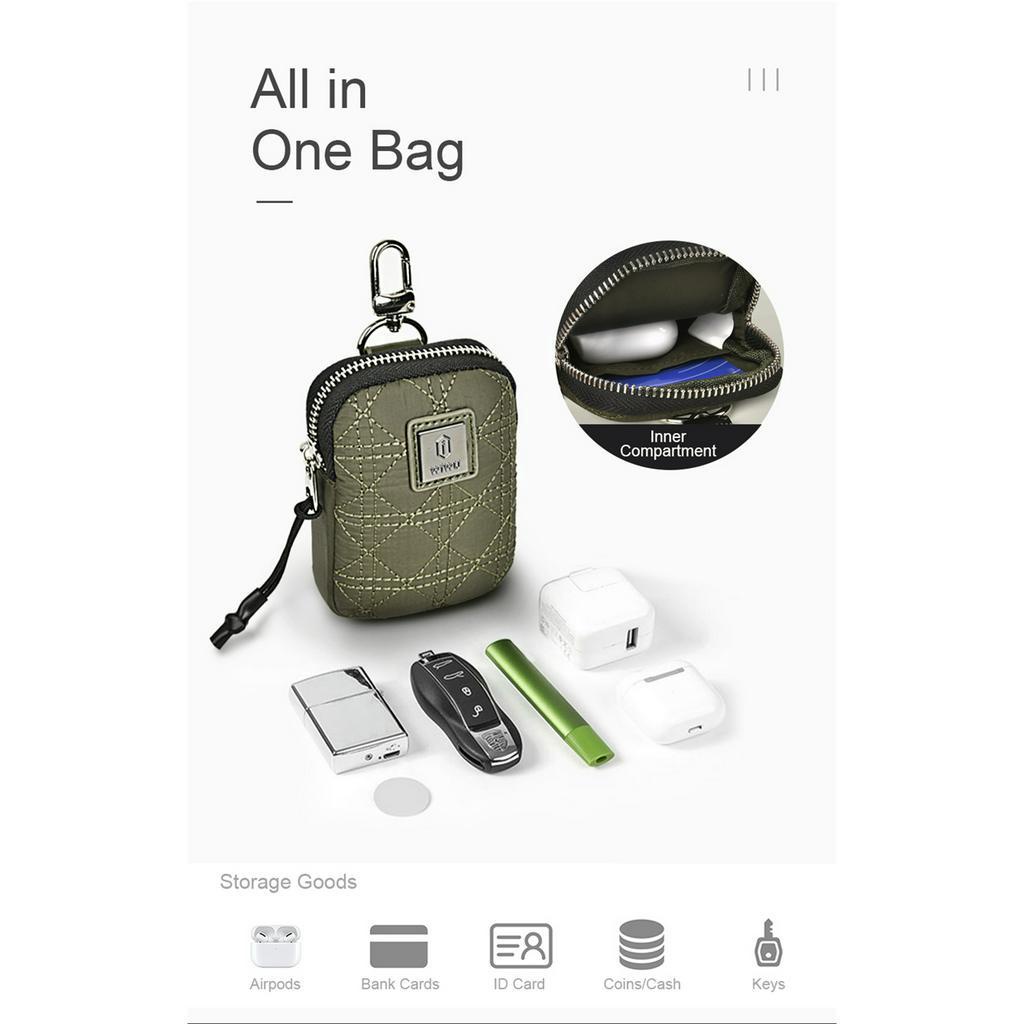 Wiwu Q-Pouch Túi Đựng Tai Nghe AirPods Pro Bằng Nylon Mềm Chống Thấm Nước Có Móc Nhỏ Gọn Cho AirPods ,Cards, Thẻ ID