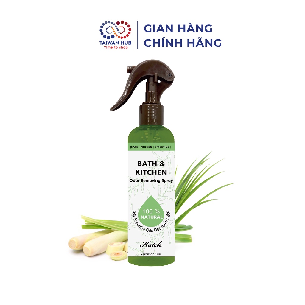 Bình Xịt Khử Mùi Diệt Khuẩn Vệ Sinh Nhà Cửa Xe Hơi Đa Năng 4 Trong 1 Sả Tràm Trà 220ml Aromate Chính Hãng - Taiwan Hub