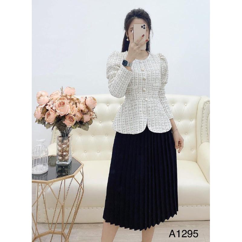 Set áo khoác + chân váy đen S1295 thời thượng Mie Design kèm ảnh thật