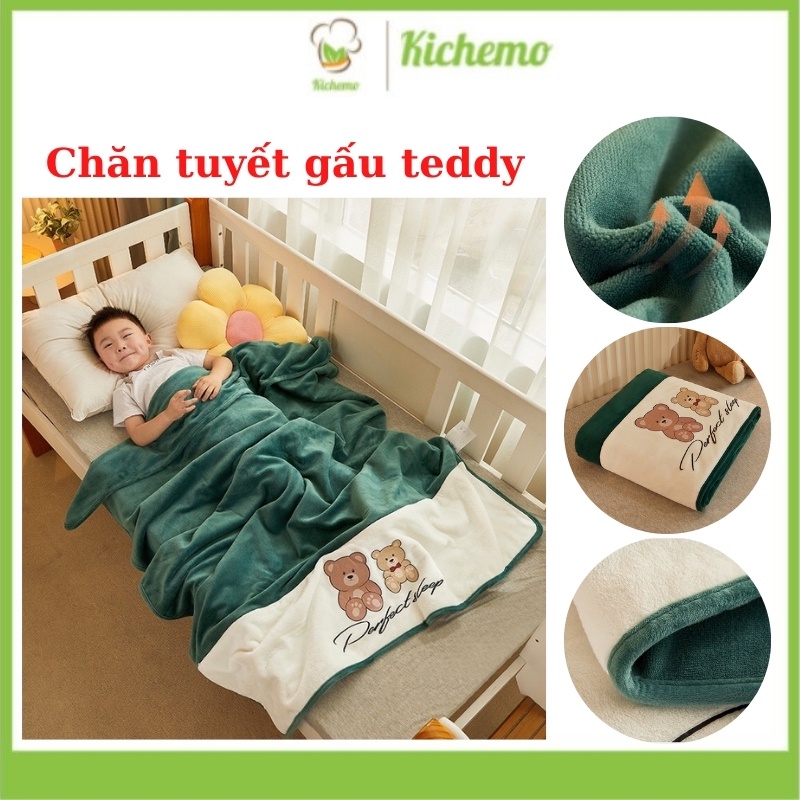 Chăn Tuyết Gấu TEDDY cho bé yêu Mền Lông Tuyết cho bé đi học