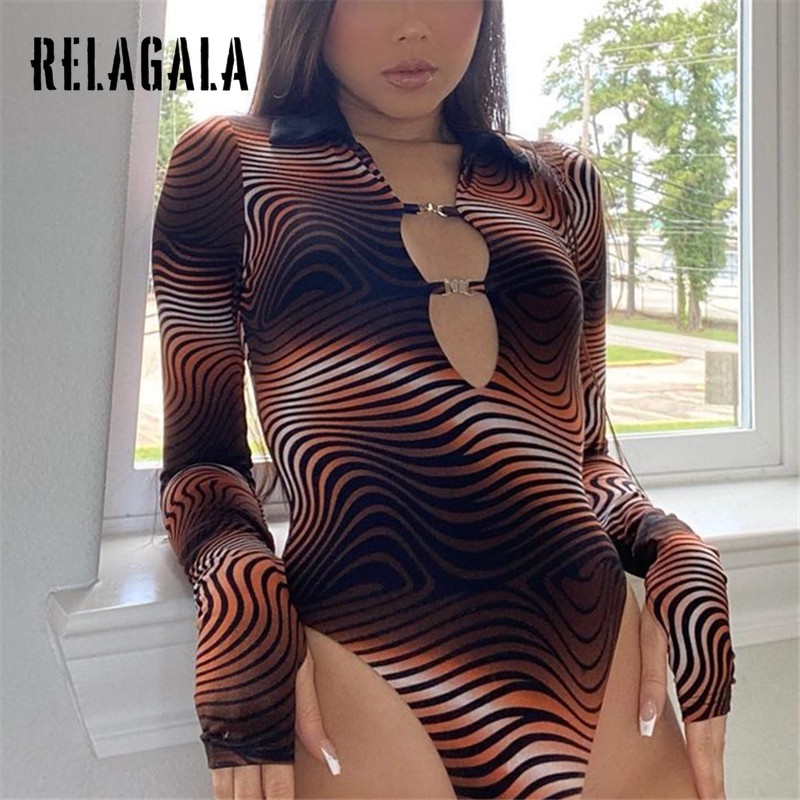 Jumpsuit Tay Dài Cổ Chữ V Kẻ Sọc Thời Trang Quyến Rũ Cho Nữ | BigBuy360 - bigbuy360.vn