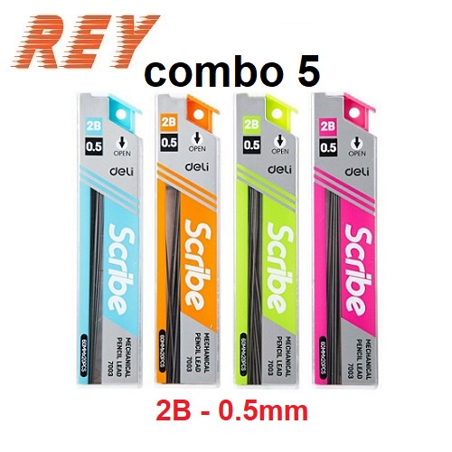 [Giá sỉ] Combo 4 ống ruột bút chì bấm 2B - HB - 0.5 - 0.7mm DELI 7003 S482 7004