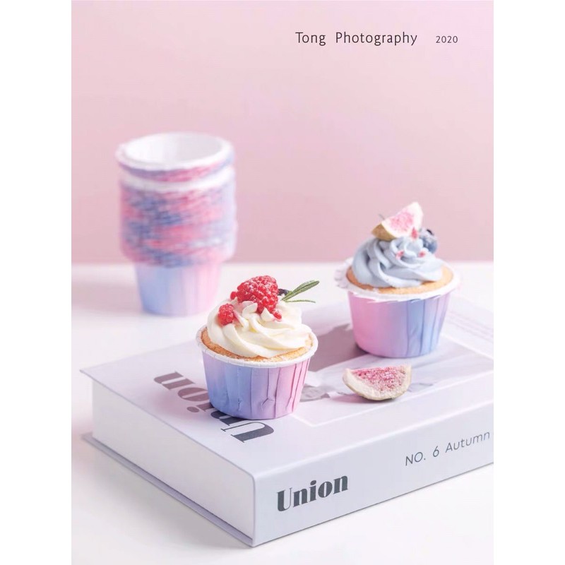 Set 50 cái Cup giấy nướng bánh Cupcake/Muffin phiên bản màu Tím grandient