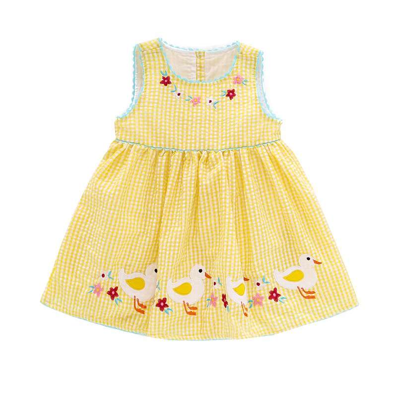 Đầm công chúa thêu hình vịt con thời trang mùa hè phong cách Hàn Quốc dành cho bé gái