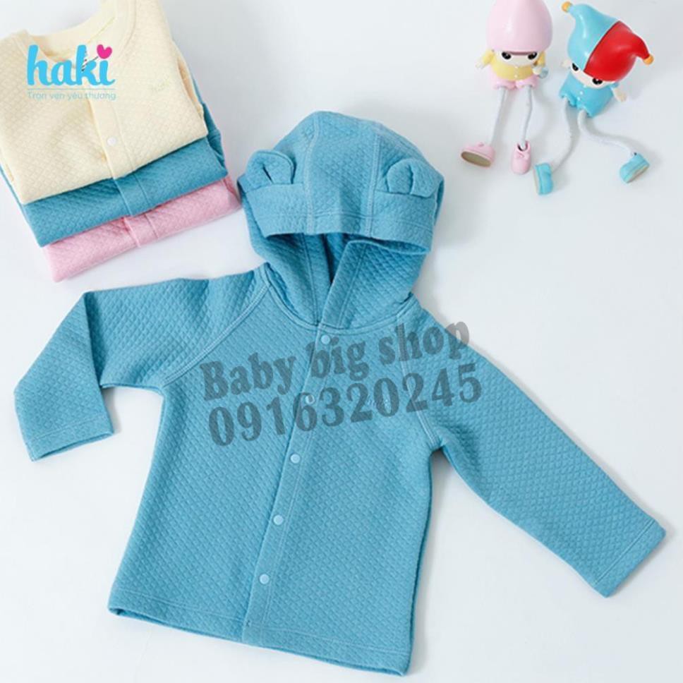 Áo khoác cho bé vải sợi tre chần bông mũ tai gấu HAKI -BB014
