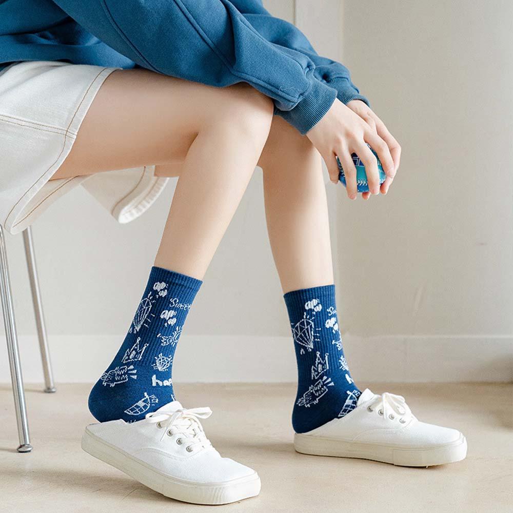 SOMEDAYZL Vớ Thể Thao Họa Tiết Gấu Graffiti Thời Trang Mùa Hè Cho Nữ