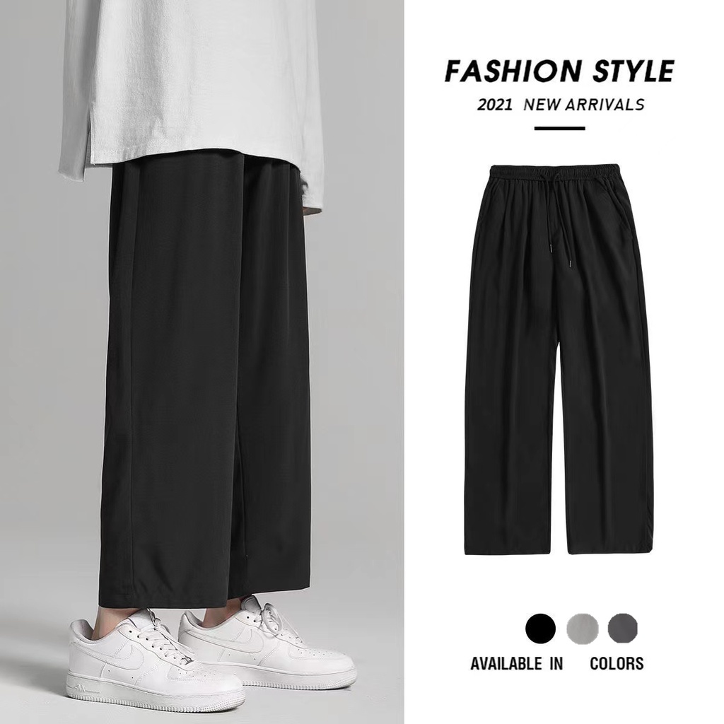 Quần Dài Ống Rộng Màu Trơn Thời Trang Mùa Hè Hàn Quốc Cho Nam Size M-4xl