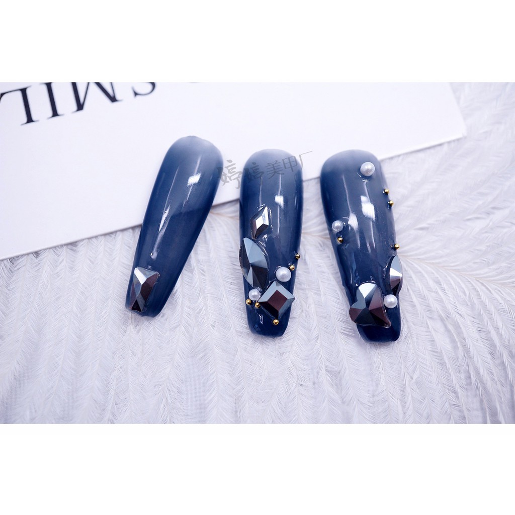 Set 10 Viên Đá Khối Trong Màu Đen Nâu Mới Mix Đủ Kiểu Trang Trí Móng