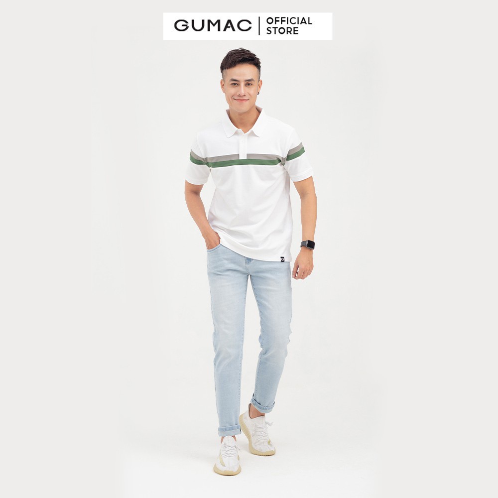 [Mã WABRGD12 giảm 10% đơn 250K] Áo polo nam phối sọc GUMAC form basic, năng động ATNB799