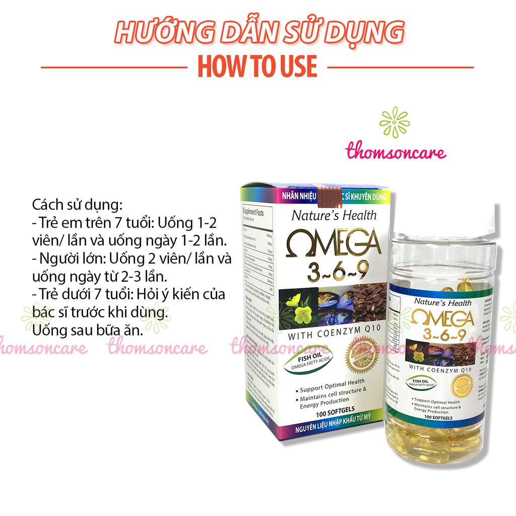 Omega 369 từ dầu cá chứa DHA EPA và dầu hoa anh thảo - Omega 3 6 9 Nature Health tốt cho mắt và tim mạch