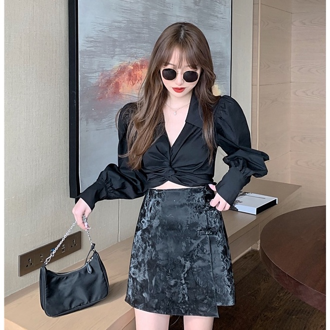 Áo Sơ Mi Ngắn Tay Thắt Nơ Thời Trang Hàn Quốc Cho Nữ