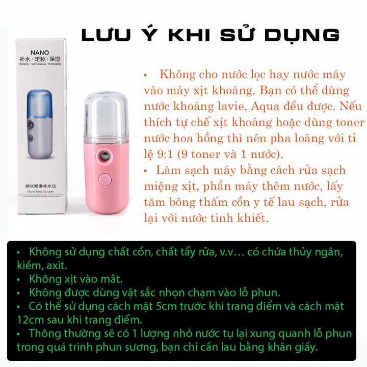 MÁY PHUN SƯƠNG XÔNG MẶT freeship MÁY PHUN XƯƠNG XÔNG MẶT MINI CẦM TAY