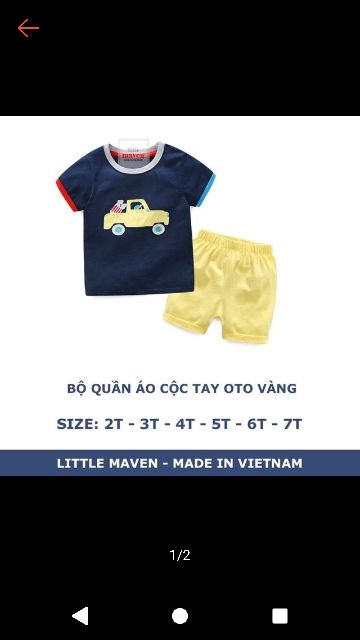 Bộ thun ngắn tay Little Maven Bé trai