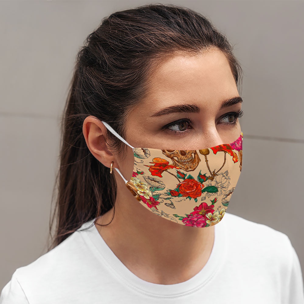 khẩu trang nam nữ đẹp SKULLS_1339 CARTWELL vải poly cotton 100%, ngăn bụi, kháng khuẩn, 2021 bảo vệ toàn diện