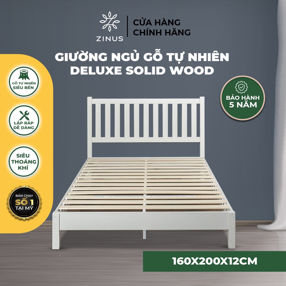 [Mã LIFEZI99 giảm 8% tối đa 50K đơn 99K] Giường Ngủ Zinus Gỗ Tự Nhiên Sang Trọng Deluxe Solid Wood