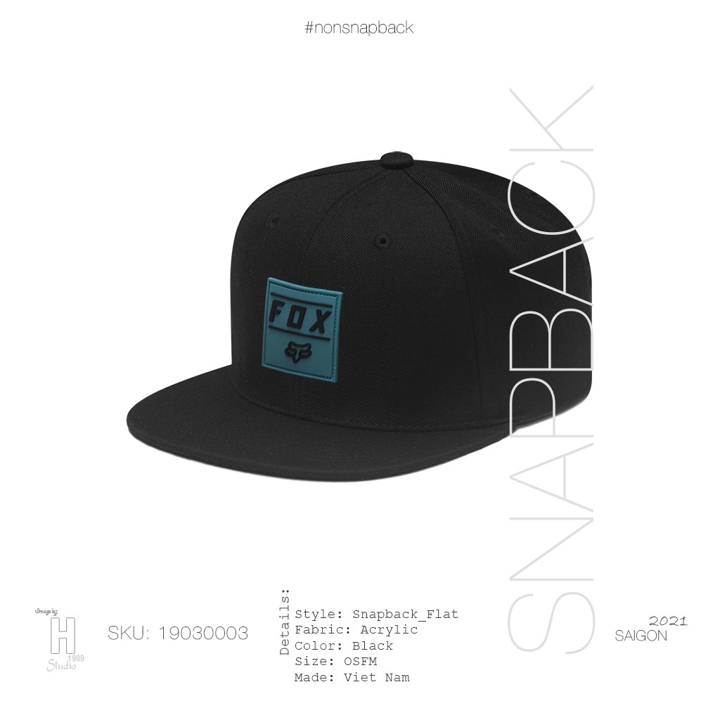 Mũ Snapback thời trang nam màu đen logo Fox màu xanh hàng chất lượng tiêu chuẩn xuất khẩu