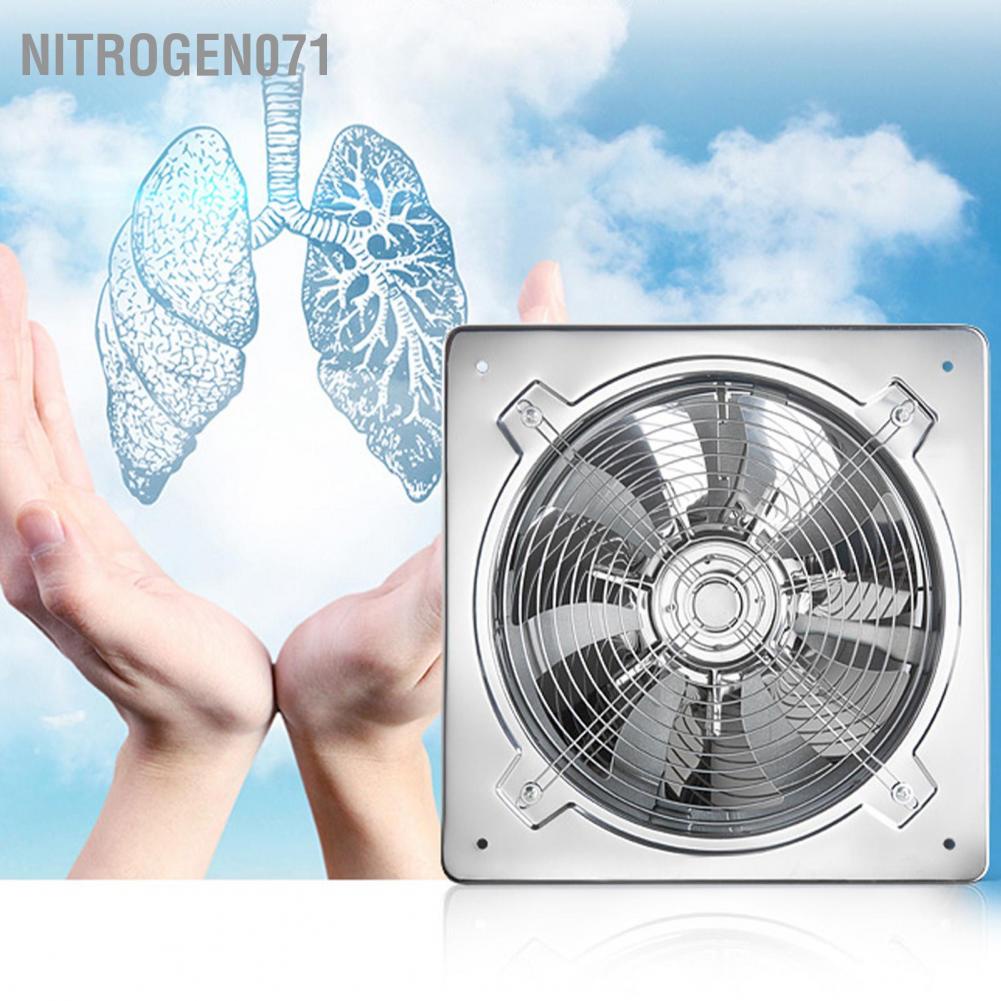 Nitrogen071 Quạt thông gió 220V 100W 410 Đường kính thép không gỉ 9 8in xuyên tường phòng tắm cho nhà kho bếp