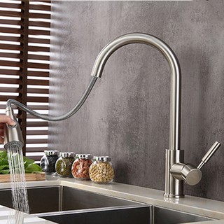 Vòi bếp nóng lạnh (kiêm đầu xịt) SUS304 - Hàng Siêu Cấp - Kiểu A ITALIA (Kèm đôi dây cấp nước)