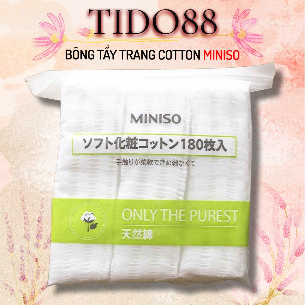 Bông tẩy trang Miniso 180 miếng 3 lớp dai mịn dày NPP Tido88