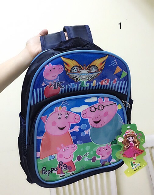 Balo heo peppa pig cho bé trai cặp siêu nhẹ ba lô đi học size mầm non