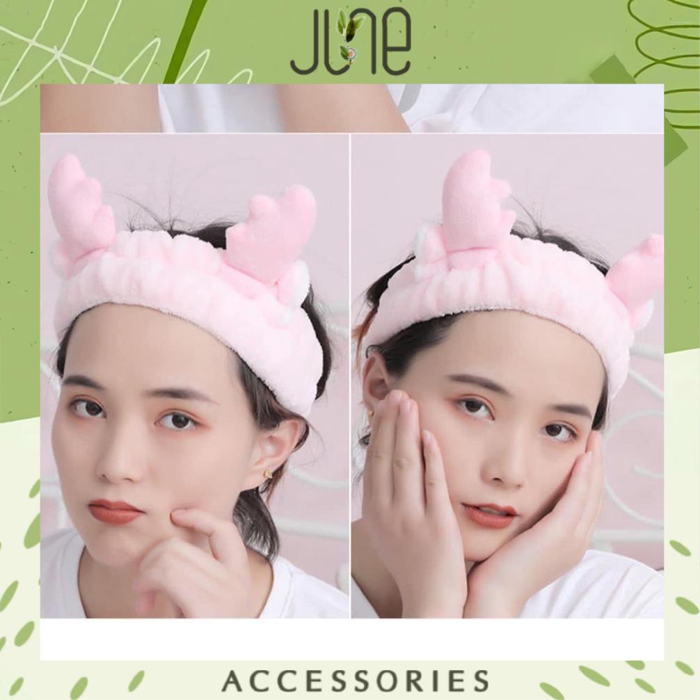 Băng đô rửa mặt băng đô cài tóc sừng hươu vải nhung sang chảnh, June Accessories