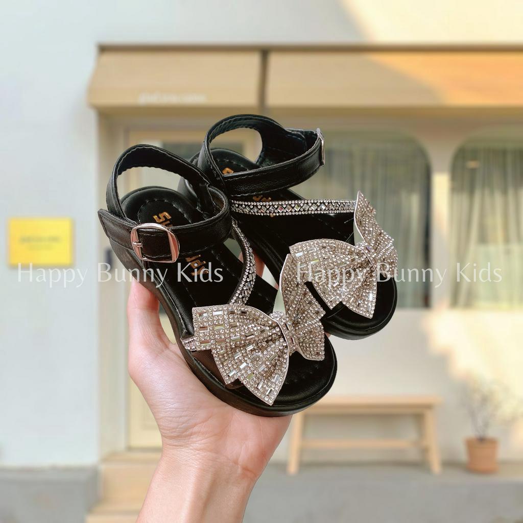 Form To Dép Sandal Đi Học Đính Nơ Đá Quai Dán Cho Bé Gái 2-15 Tuổi KB061