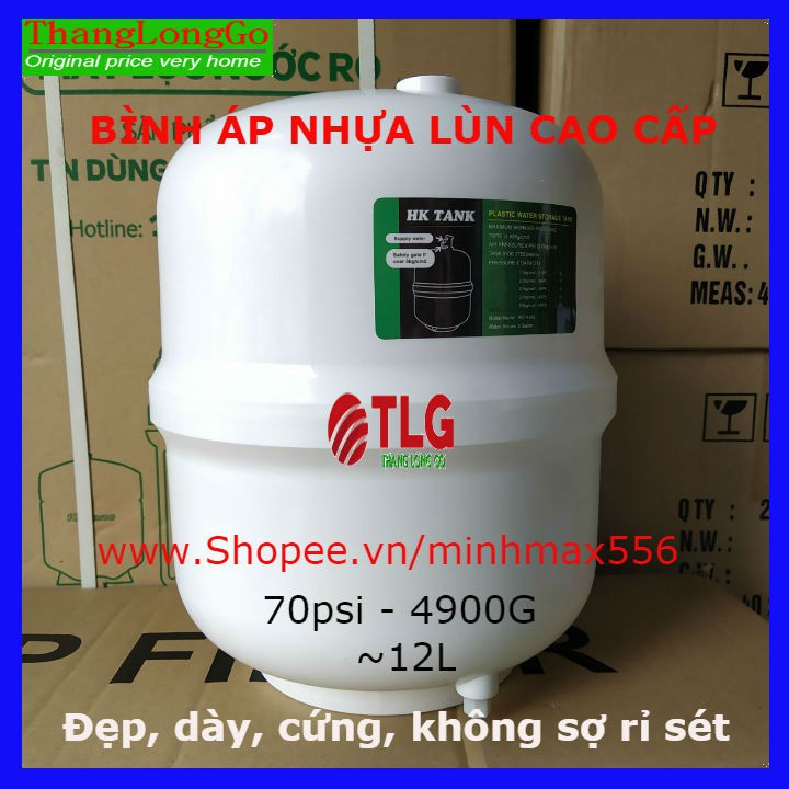 BÌNH ÁP NHỰA LÙN 12L MÁY LỌC NƯỚC CAO CẤP | DÙNG ĐỂ DƯỚI GẦM BẾP KHÔNG SỢ HAN RỈ