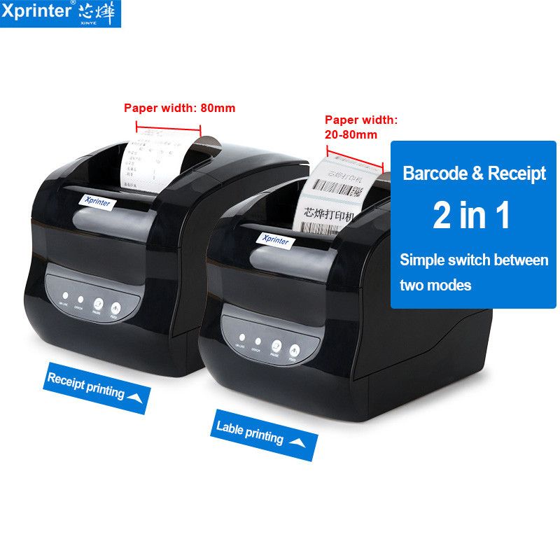 Máy in mã vạch hai chức năng in cả hóa đơn, máy 2in1 in tem mã vạch và in bill Xprinter XP-365B