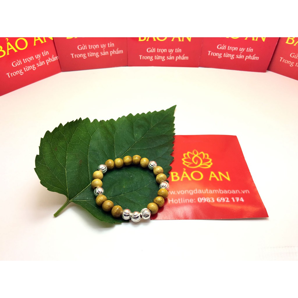 Vòng dâu tằm mix bi bạc vân dành cho bé