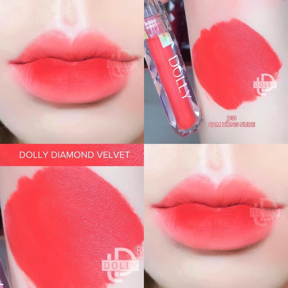 Son Kem Lì DOLLY DIAMOND VELVET, Không Chì Cao Cấp
