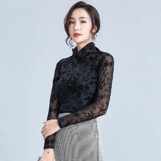 Áo Sweater Tay Dài Cổ Lọ Họa Tiết Hoa Thời Trang Mùa Đông Cho Nữ