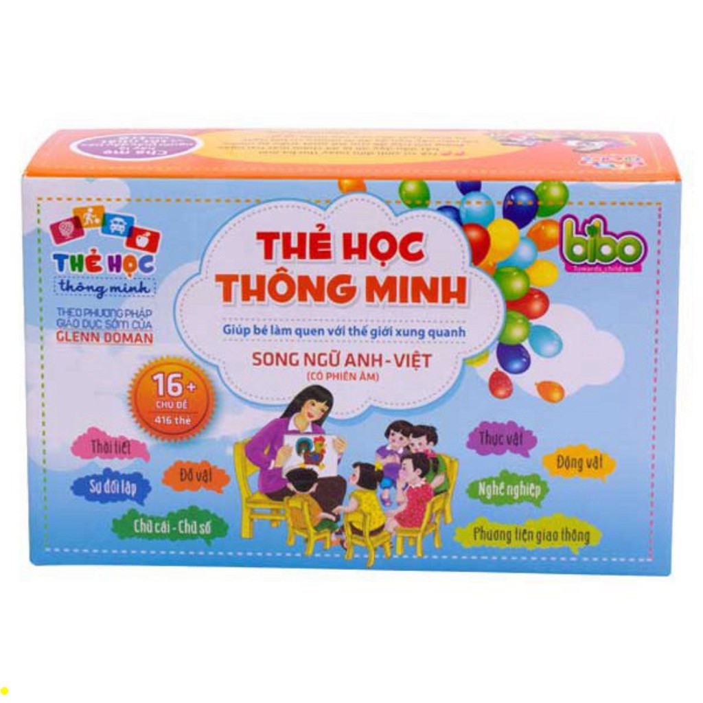 Bộ 416 thẻ học chữ song ngữ thẻ học thông minh 16 chủ đề dochoigo.vn