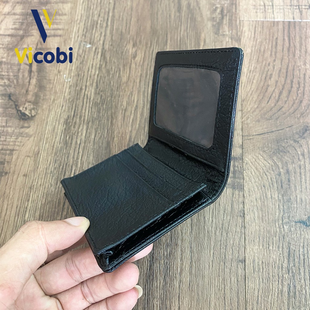 Ví mini cầm tay Da Bò Vicobi M1, Bóp nhỏ gọn bỏ túi đựng thẻ Card ATM, CMND, GPLX và bằng lái mới, Made in VietNam