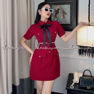 (Thanh lí xả lỗ) Váy gucci 4 túi nơ cổ hàng chuẩn ảnh!