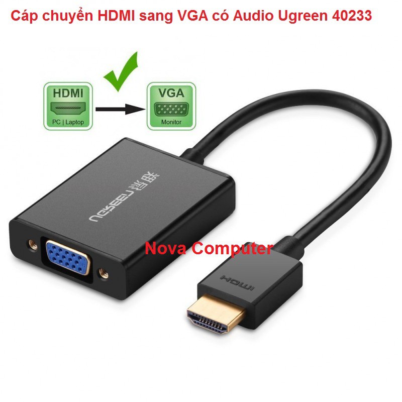 Cáp chuyển HDMI sang VGA có Audio Ugreen 40233