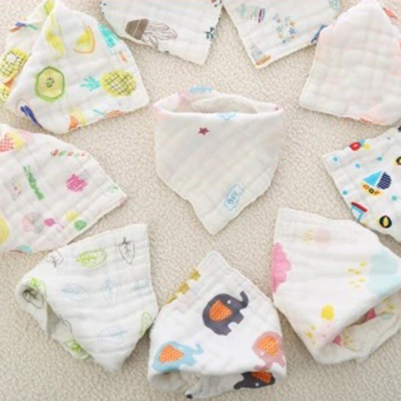 Set 5 Yếm Ăn Bằng Vải Gạc Phong Cách Muslin Cho Bé Sơ Sinh