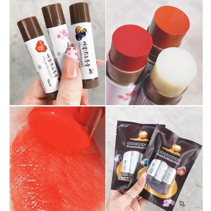 Son Dưỡng Môi 👄𝑭𝒓𝒆𝒆𝒔𝒉𝒊𝒑👄 Set 3 Son Dưỡng Vị Trái Cây NICOR NY8842