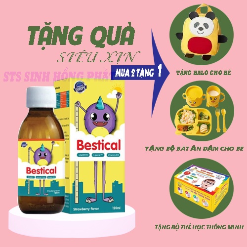 Combo 2 lọ Siro Bestical bổ sung calci vitamin d3.vitamin k2 giúp bé phát triển chiều cao